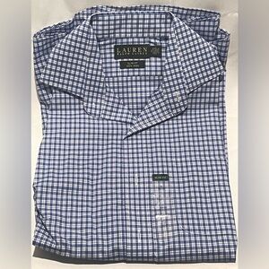 Polo Ralph Lauren Slim Fit NON IRON Plaid Button Down Shirt Blue Size 32/33